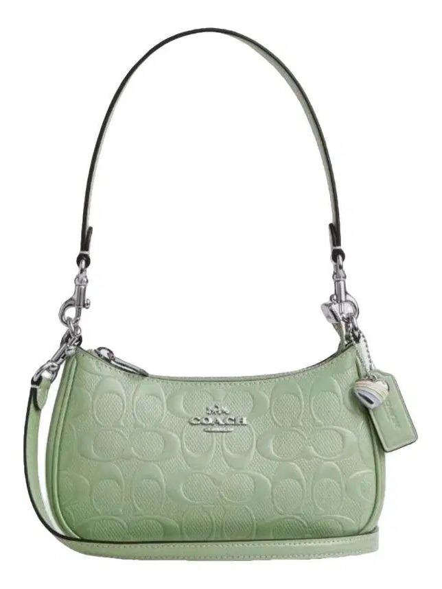 Coach Sage Green Signature Embossed Crossbody Bag